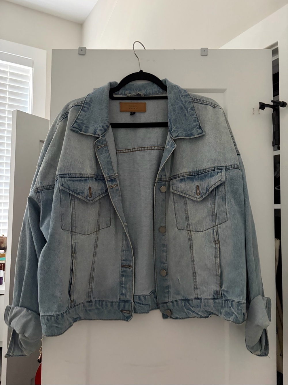 Blank NYC Washed Light Blue Oversized Denim Jacket